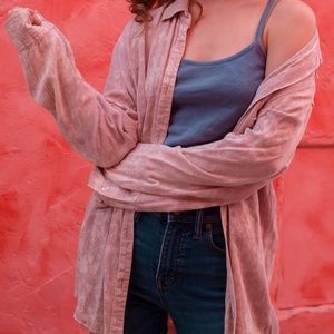 Pink Grungy Button Down